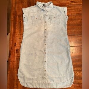 Calvin Klein Girls M (8/10) Soft Chambray Blue Denim Sleeveless Shirt Dress